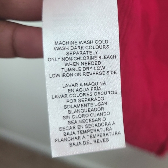 Joe Fresh Hot Pink V Neck Short Sleeve Tee Shirt - Picture 9 of 9